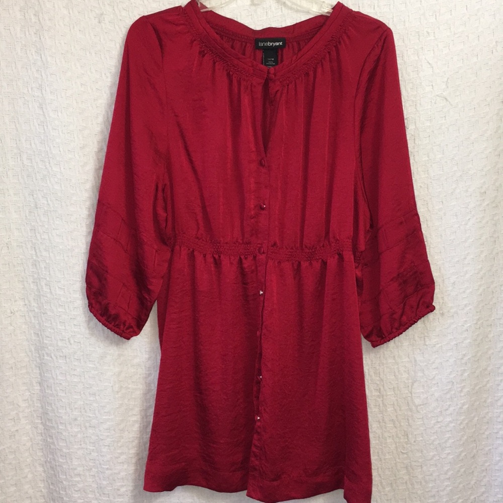 Lane Bryant Red Empire Waistline Tunic 14/16 EUC
